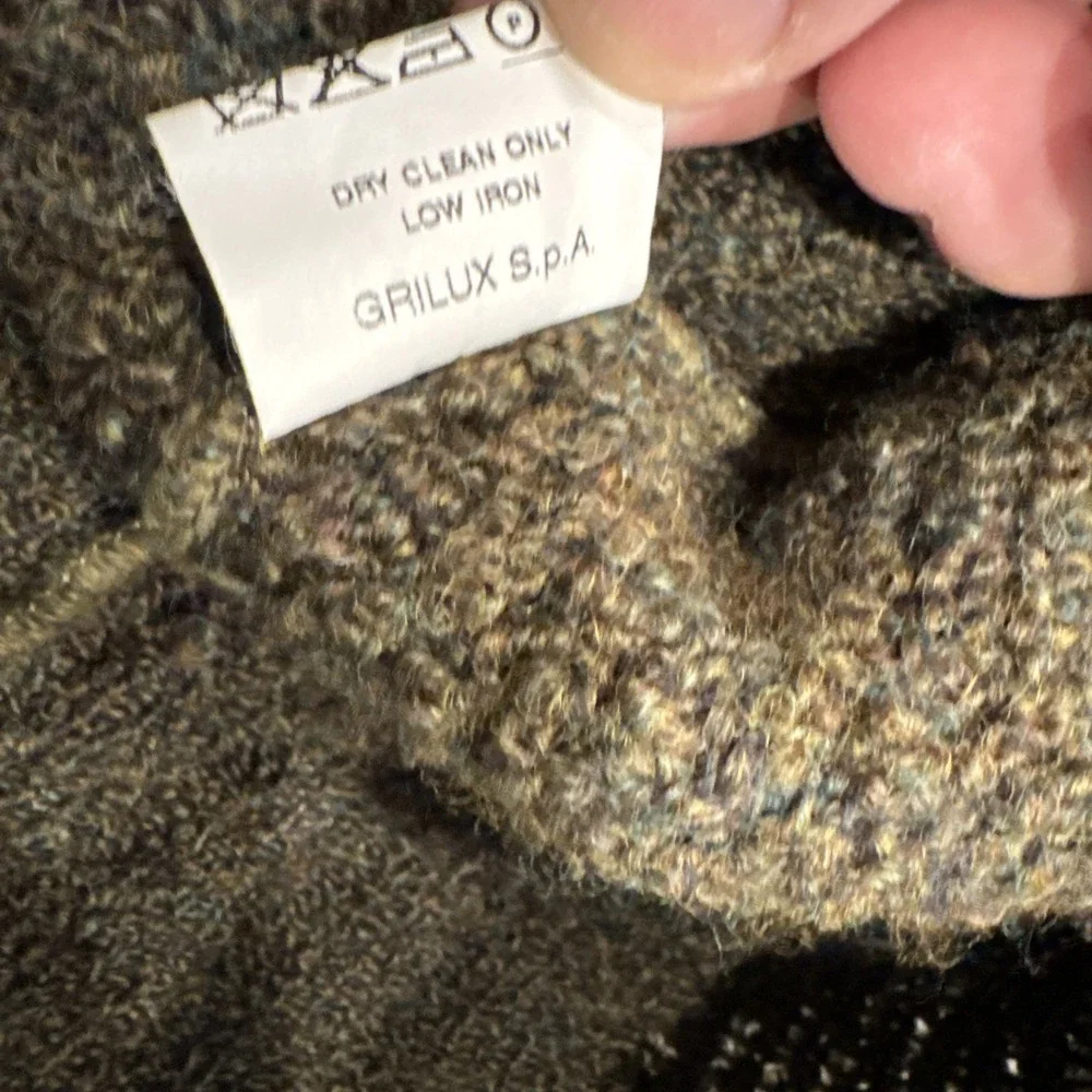Luciano Barbera 1/4 Zip Pullover Sweater Size 53 US L Green Lana‎ Wool  #967